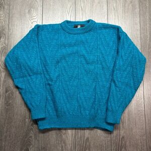 Vintage Pendleton Lobo Wool Chunky Knit Blue Pullover Sweater Small Fisherman